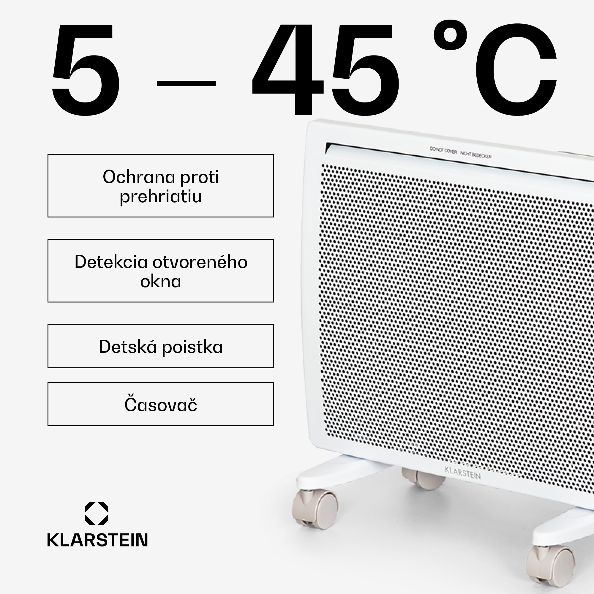 Klarstein Hot Spot Slimcurve Double Wave, konvektor, ohrievač 2 v 1, 1000 W, týždenný časovač, biely – Obrázok 3