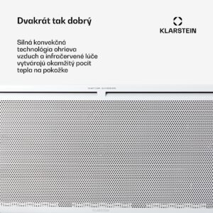Klarstein Hot Spot Slimcurve Double Wave, konvektor, ohrievač 2 v 1, 2000 W, týždenný časovač, biely