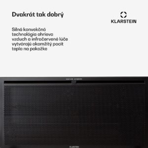 Klarstein Hot Spot Slimcurve Double Wave, konvektor, ohrievač 2 v 1, 2000 W, týždenný časovač, čierny