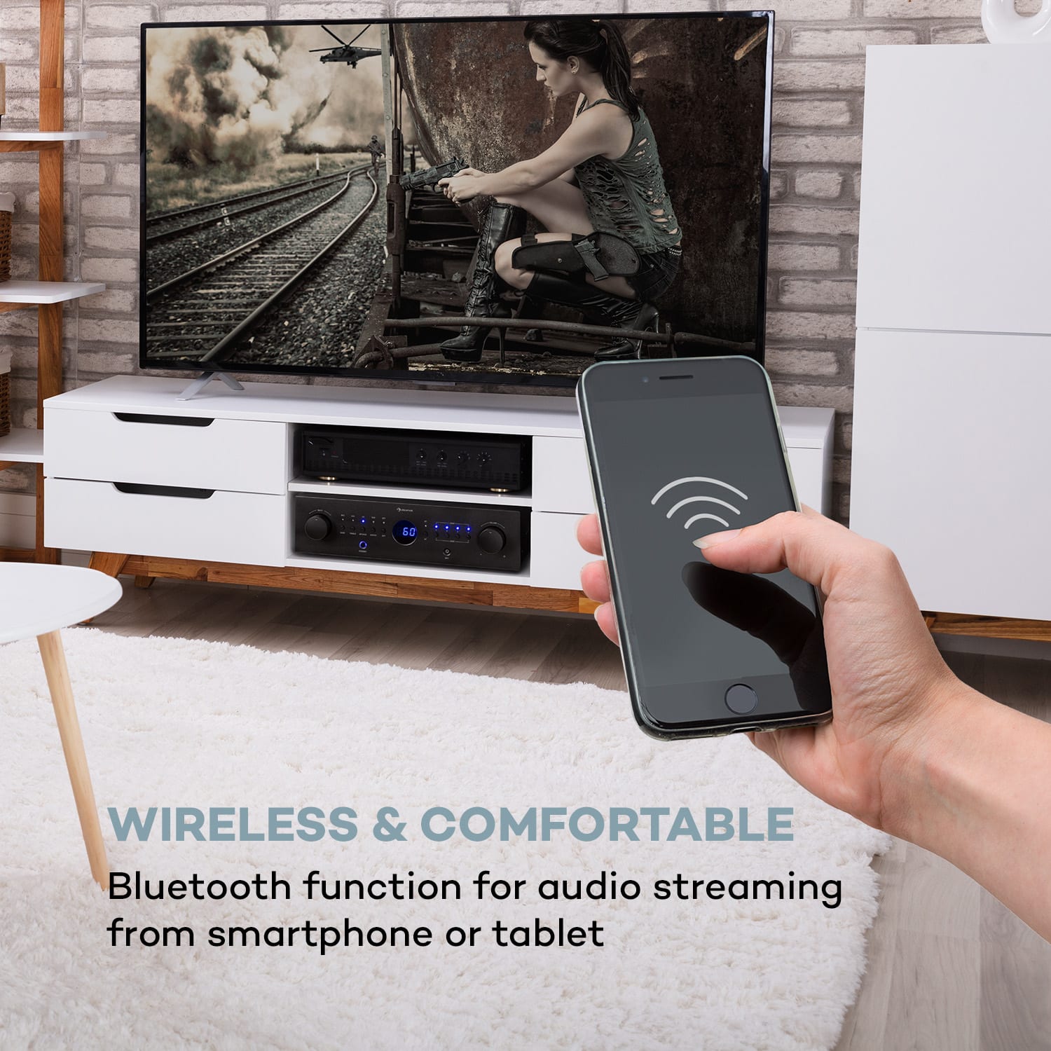 Auna AMP-CD950 DG, digitálny viackanálový zosilňovač, 8 x 100 W, BT, opt. vstup, diaľkový ovládač – Obrázok 3