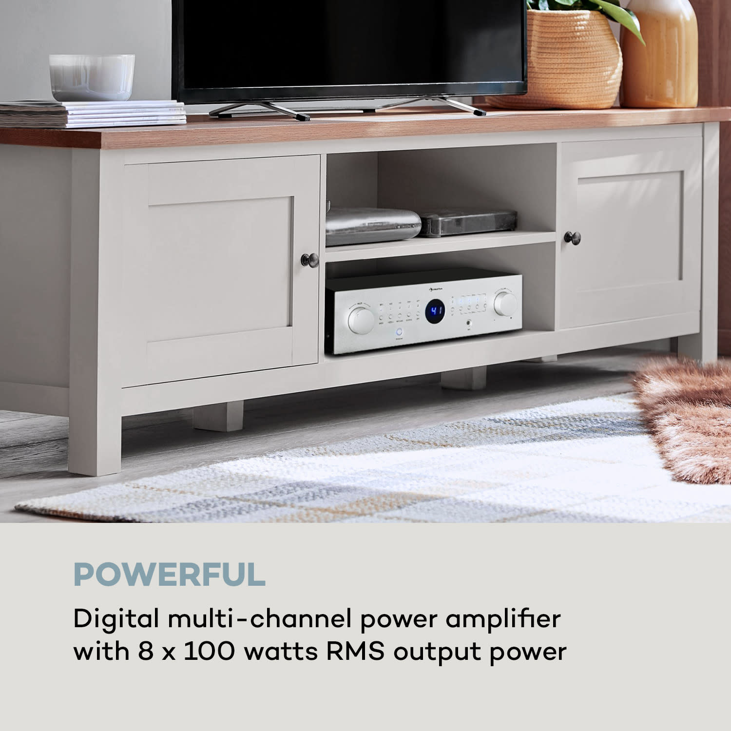 Auna AMP-CD950 DG, digitálny viackanálový zosilňovač, 8 x 100 W, BT, opt. vstup, diaľkový ovládač