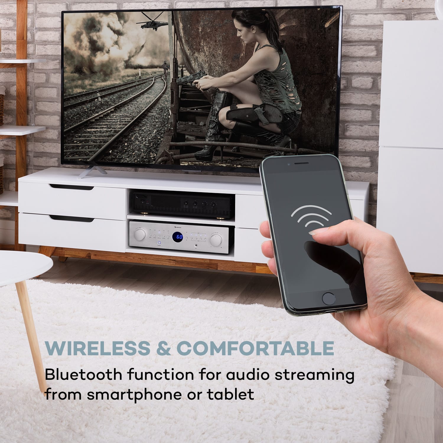 Auna AMP-CD950 DG, digitálny viackanálový zosilňovač, 8 x 100 W, BT, opt. vstup, diaľkový ovládač – Obrázok 3