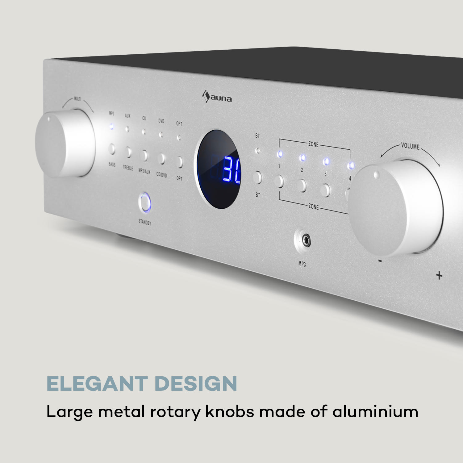 Auna AMP-CD950 DG, digitálny viackanálový zosilňovač, 8 x 100 W, BT, opt. vstup, diaľkový ovládač – Obrázok 5