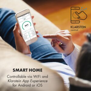 Klarstein Bormio S Smart, elektrický krb, 950/1800 W, termostat, týždenný časovač, čierny