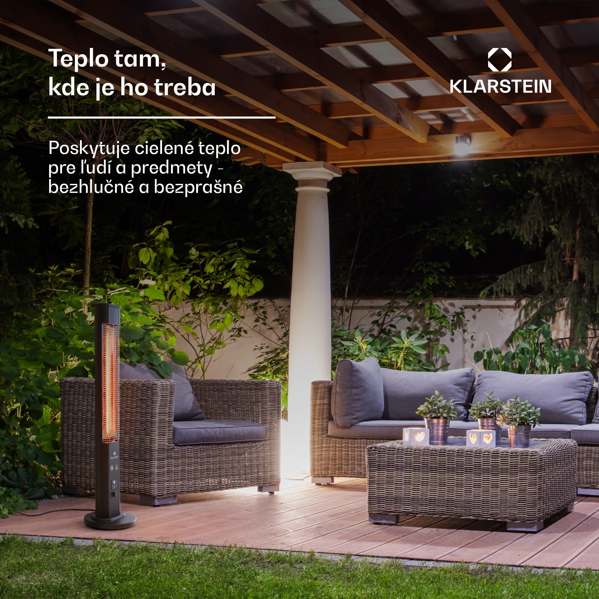 Blumfeldt Heat Guru Plus, vonkajší sálavý ohrievač, 1200 W, 3 nastavenia ohrevu, diaľkové ovládanie – Obrázok 2