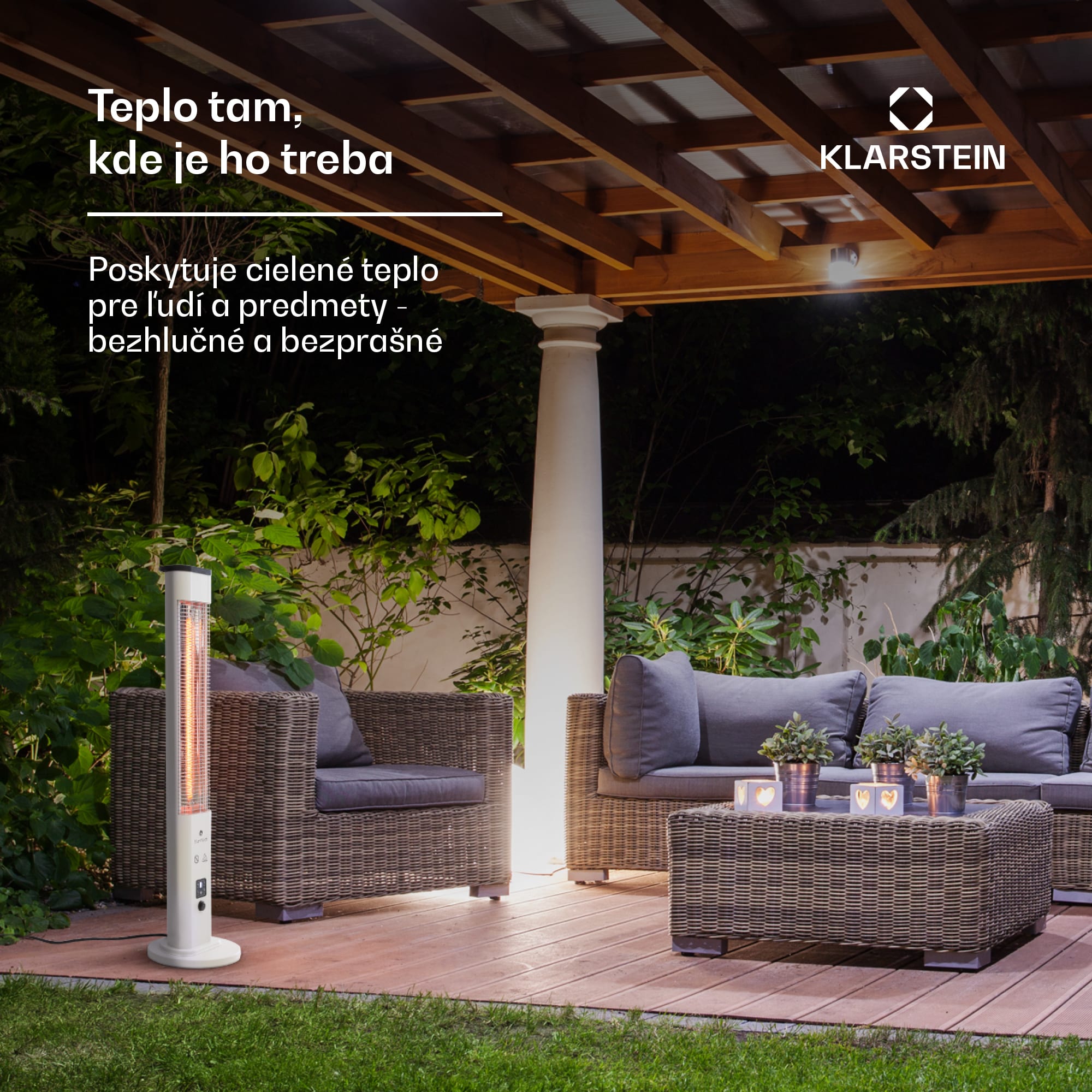 Blumfeldt Heat Guru Plus, vonkajší sálavý ohrievač, 1200 W, 3 nastavenia ohrevu, diaľkové ovládanie – Obrázok 2