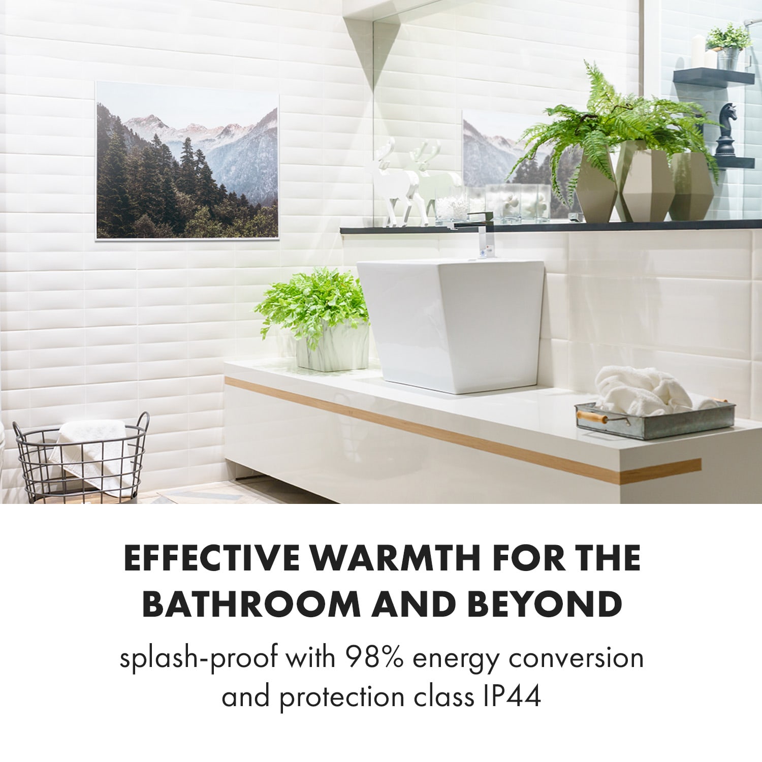 Klarstein Wonderwall Air Art Smart, infračervený ohrievač, 80 x 60 cm, 500 W, nástenná inštalácia, hora – Obrázok 5