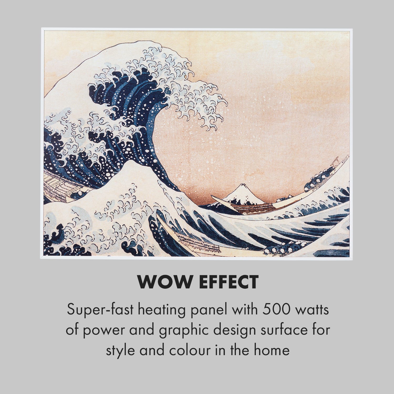 Klarstein Wonderwall Air Art Smart, infračervený ohrievač, 80 x 60 cm, 500 W, modré vlny – Obrázok 4