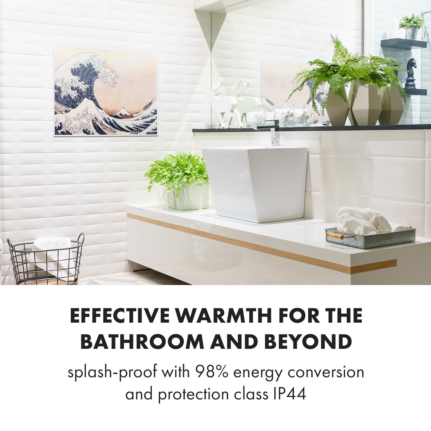 Klarstein Wonderwall Air Art Smart, infračervený ohrievač, 80 x 60 cm, 500 W, modré vlny – Obrázok 5