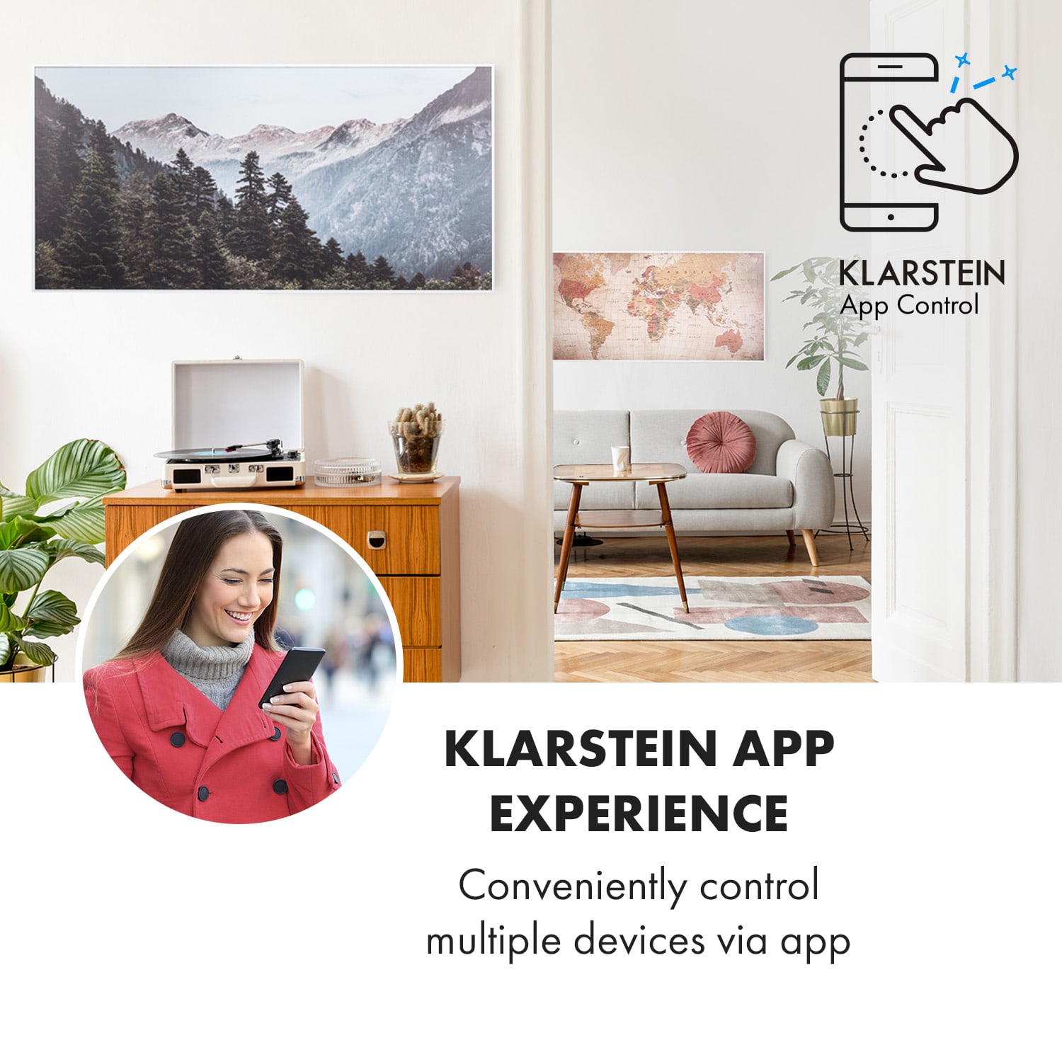 Klarstein Wonderwall Air Art Smart, infračervený ohrievač, 120 x 60 cm, 700 W, aplikácia, hora