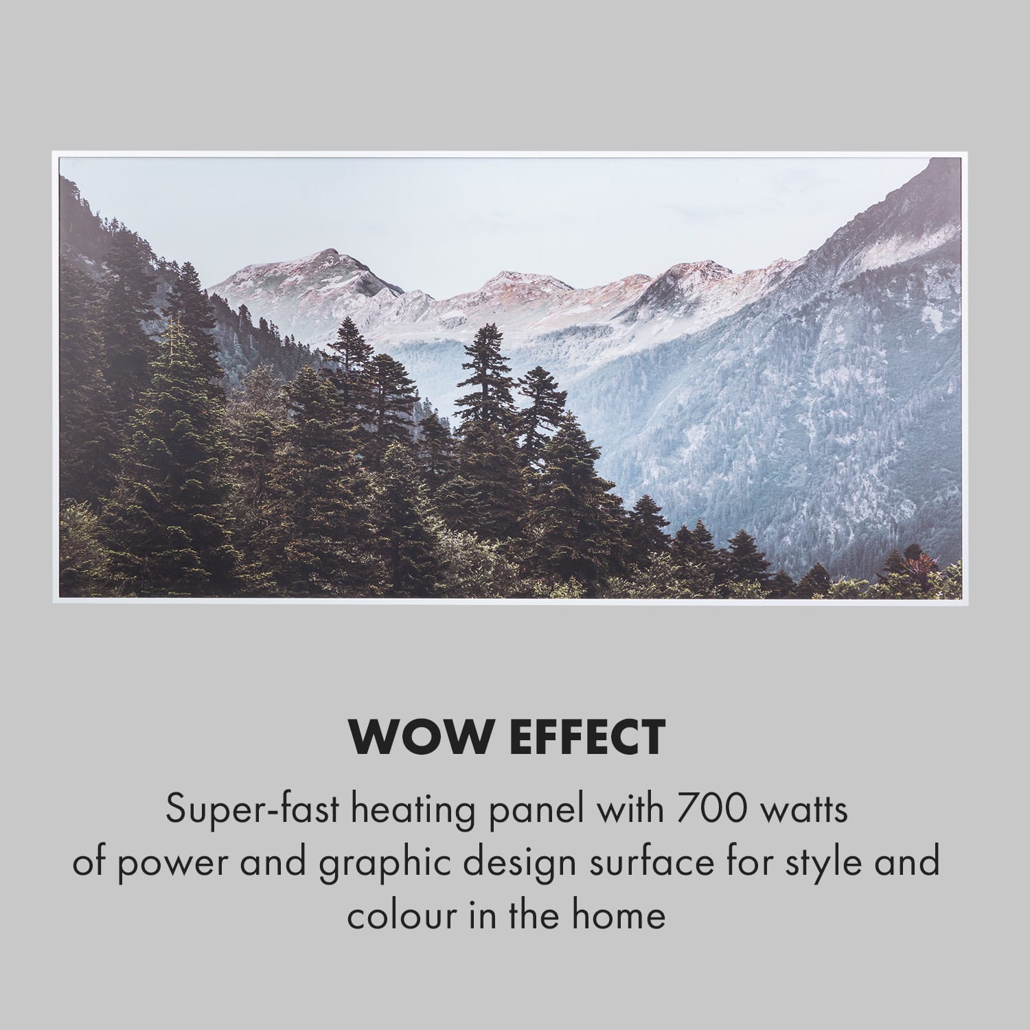 Klarstein Wonderwall Air Art Smart, infračervený ohrievač, 120 x 60 cm, 700 W, aplikácia, hora – Obrázok 4