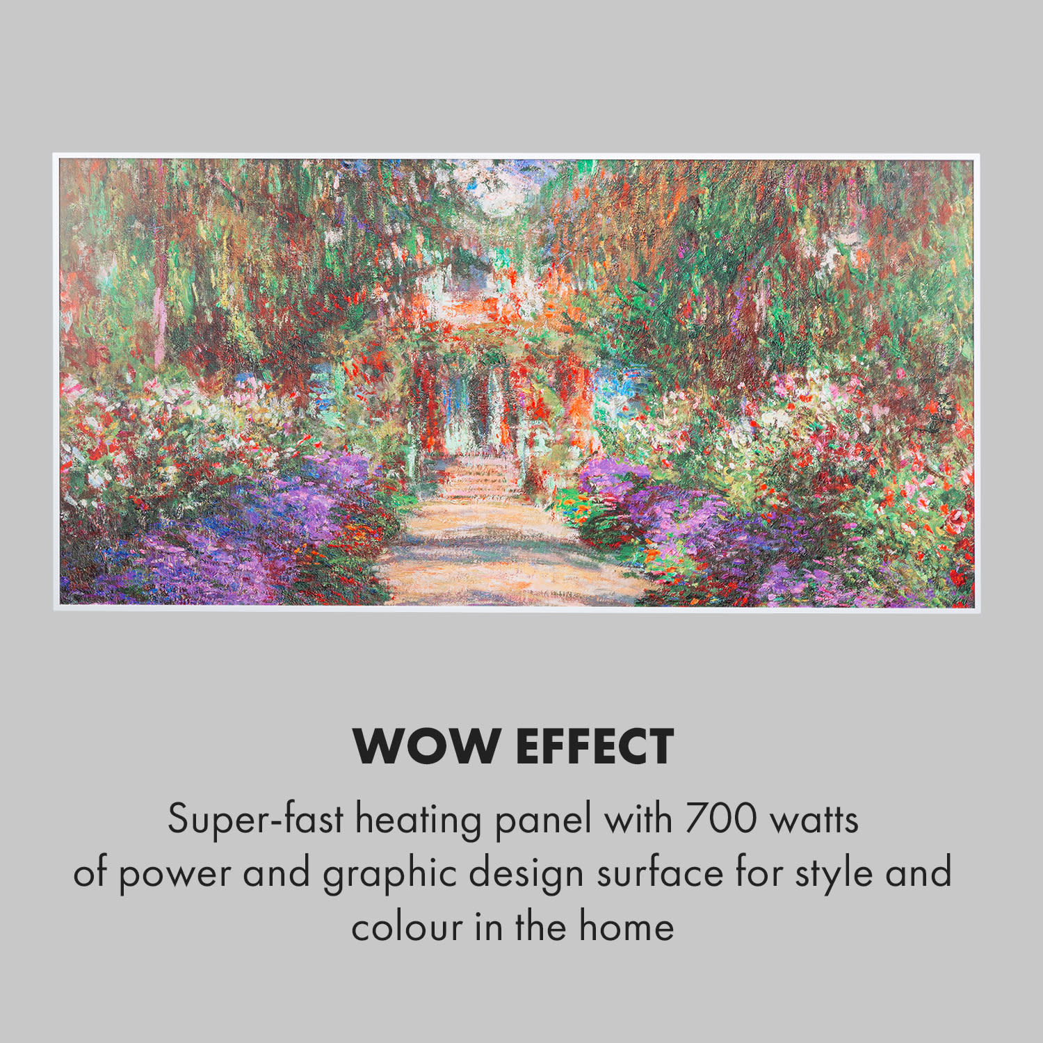 Klarstein Wonderwall Air Art Smart, infračervený ohrievač, 120 x 60 cm, 700 W, aplikácia, záhradná cestička – Obrázok 4