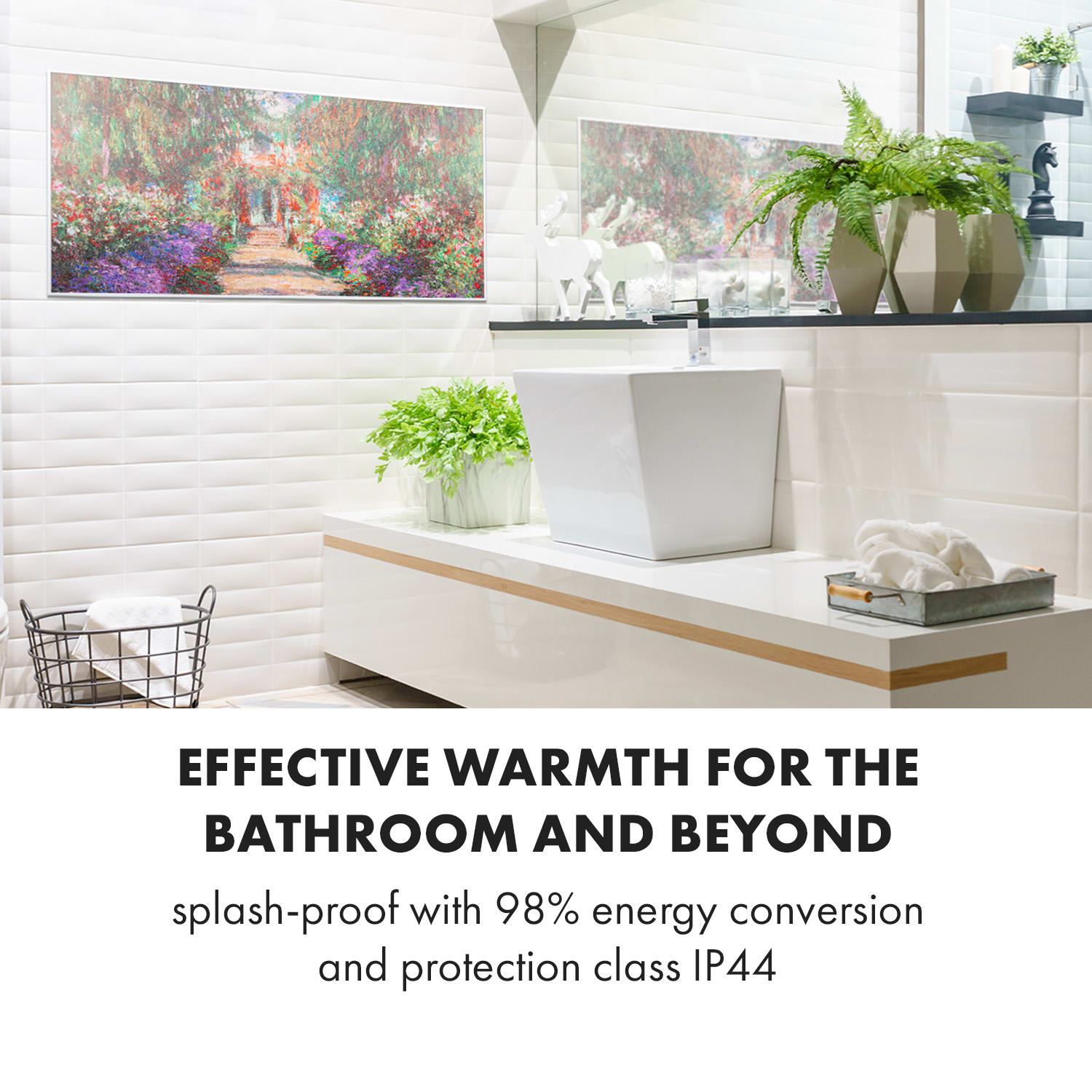 Klarstein Wonderwall Air Art Smart, infračervený ohrievač, 120 x 60 cm, 700 W, aplikácia, záhradná cestička – Obrázok 5