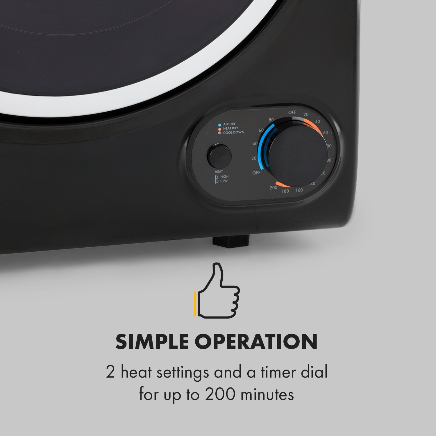 Klarstein Jet Set 2500, sušička bielizne, sušička s odsávaním vlhkého vzduchu, 850W, TEE C, 2,5kg, 50cm, čierna – Obrázok 2