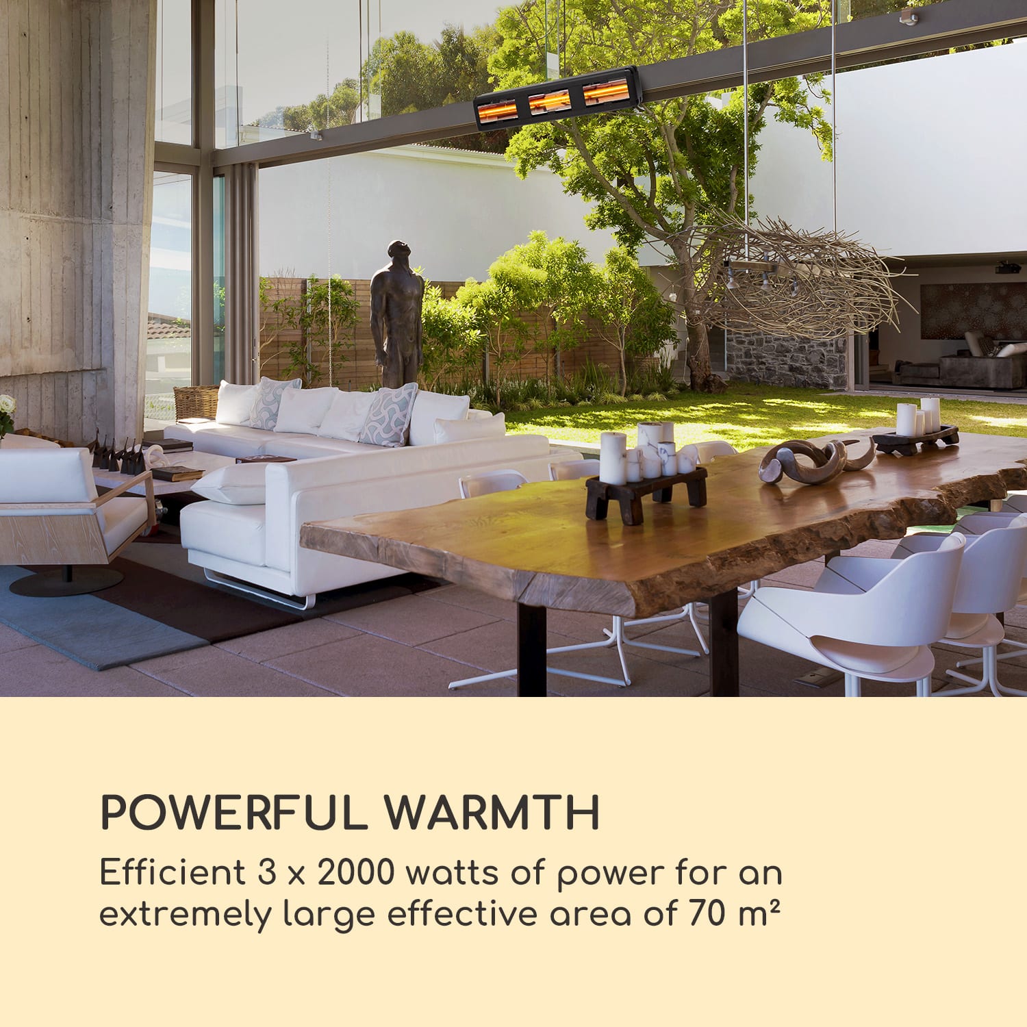 Blumfeldt Heat Giant, infračervený ohrievač, 3 x 2000 W, IP65, 380 V, čierny – Obrázok 2