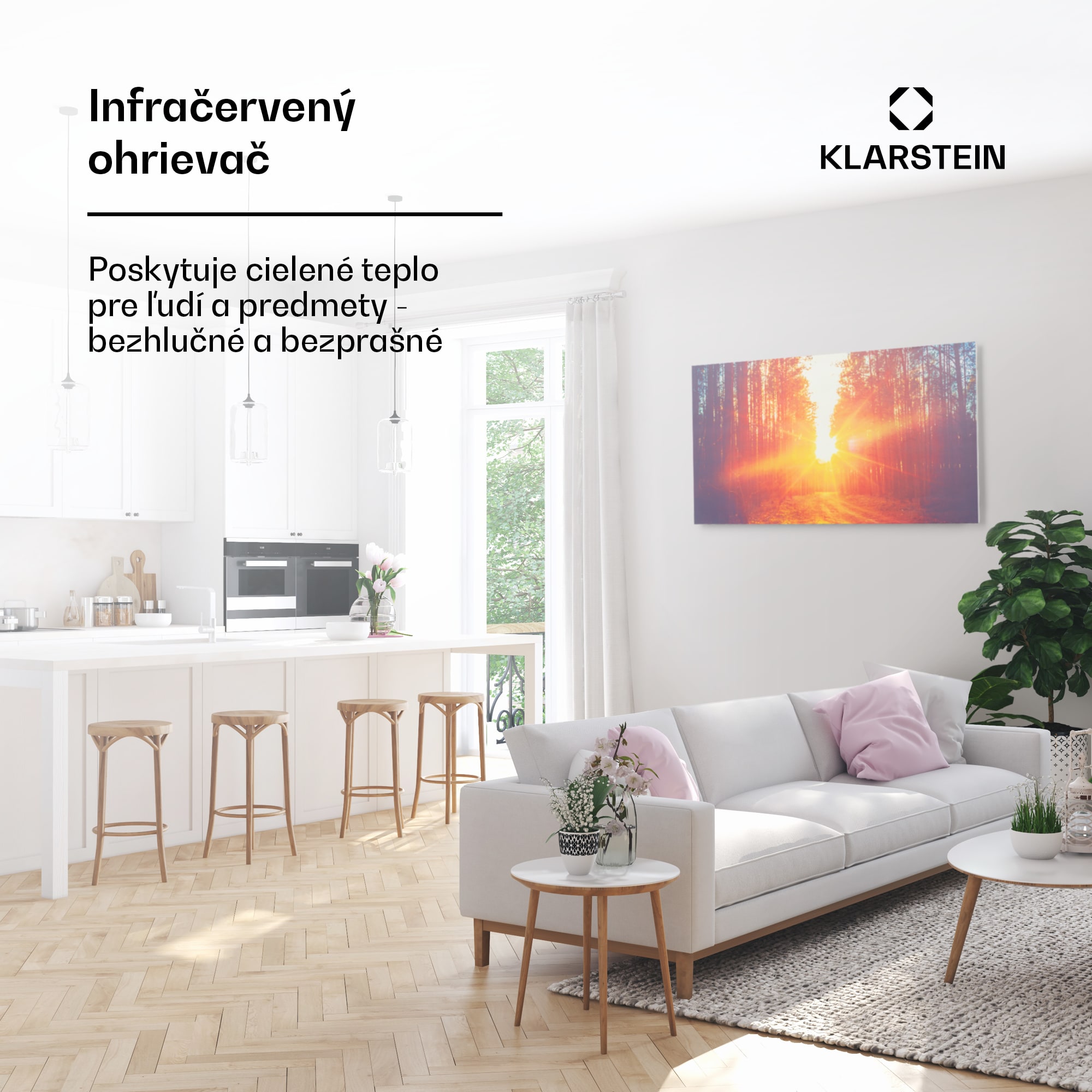 Klarstein Wonderwall Air Art Infinite, infračervený ohrievač, 120 x 60 cm, 720 W, na stenu, obraz, diaľkový ovládač – Obrázok 2