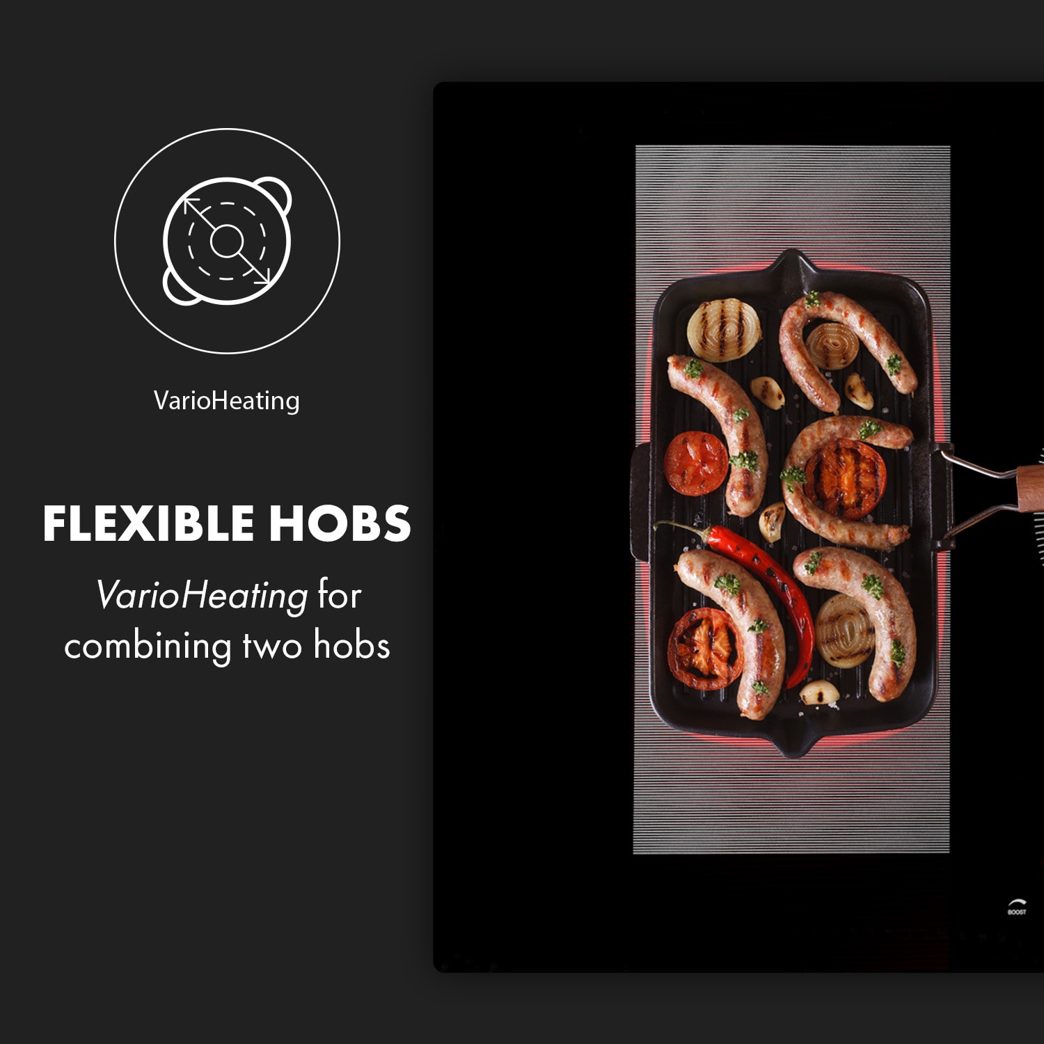 Klarstein Delicatessa 90 Hybrid, vstavaná indukčná varná doska, 7400 W, 5 zón, čierna – Obrázok 2