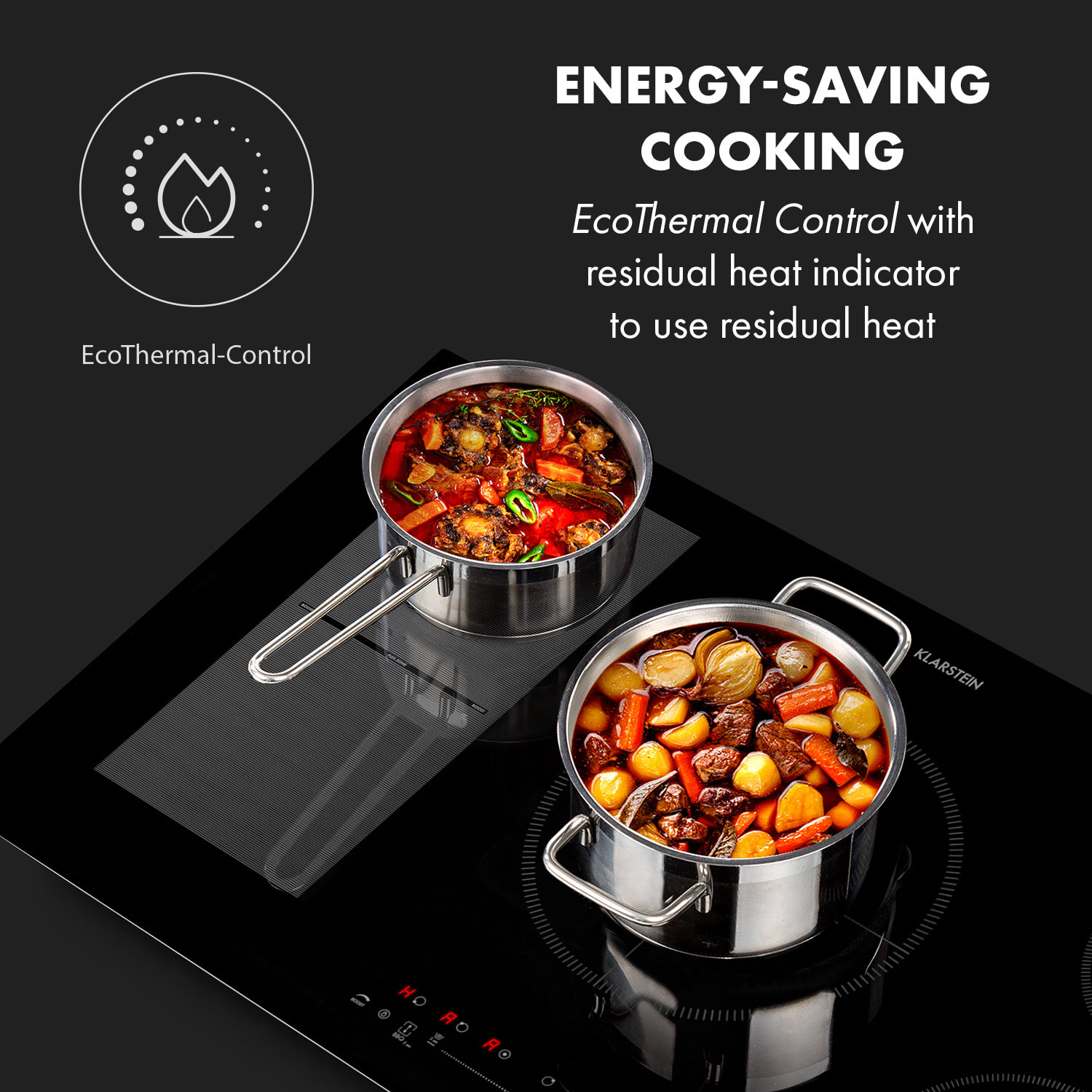 Klarstein Delicatessa 90 Hybrid, vstavaná indukčná varná doska, 7400 W, 5 zón, čierna – Obrázok 5