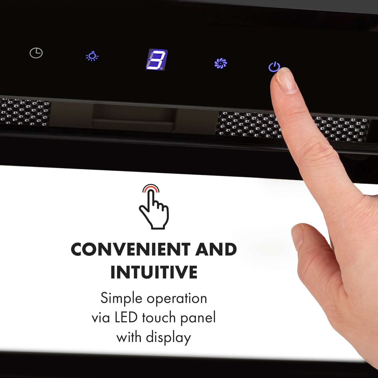 Klarstein Hektor Brilliant Edition, digestor, 52 cm, vstavaný, 506 m³/h, dotykové ovládanie, sklo, čierny – Obrázok 3