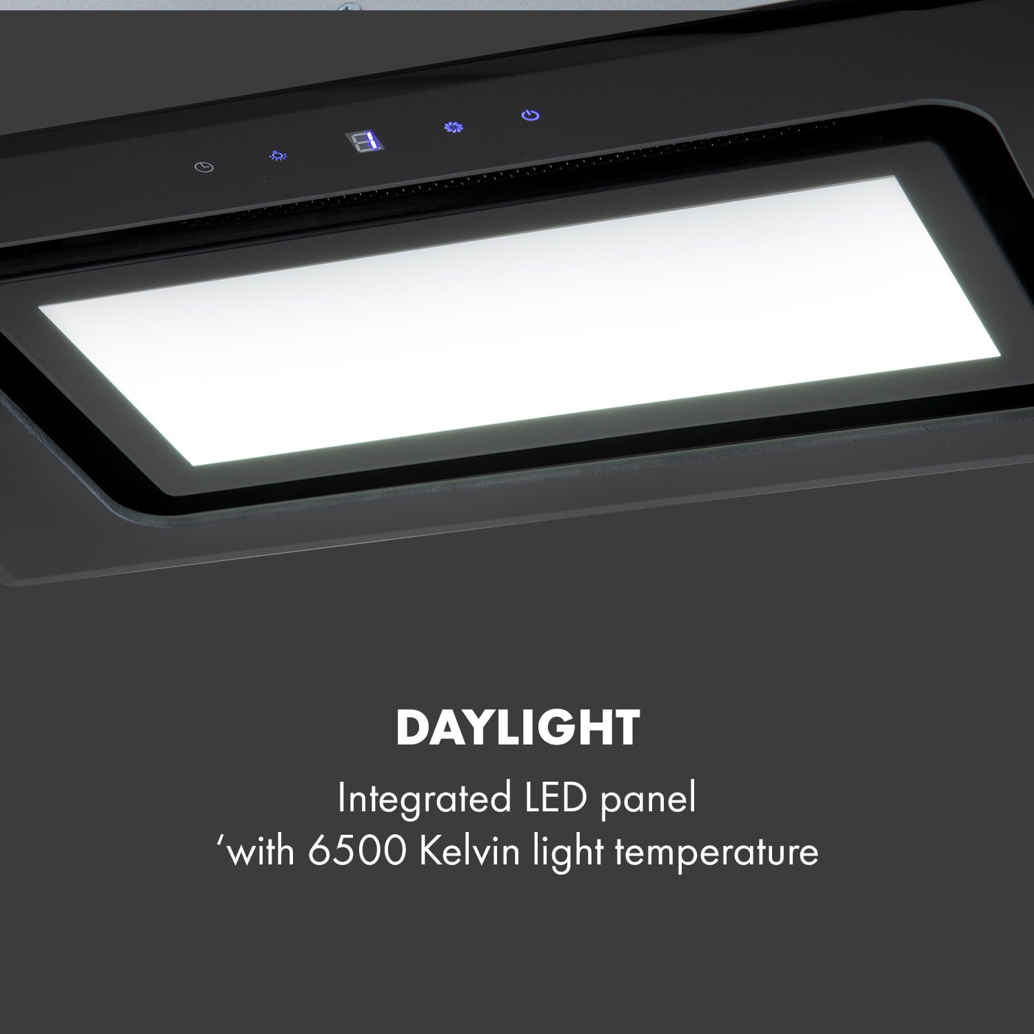 Klarstein Hektor Brilliant Edition, digestor, 52 cm, vstavaný, 506 m³/h, dotykové ovládanie, sklo, čierny – Obrázok 4