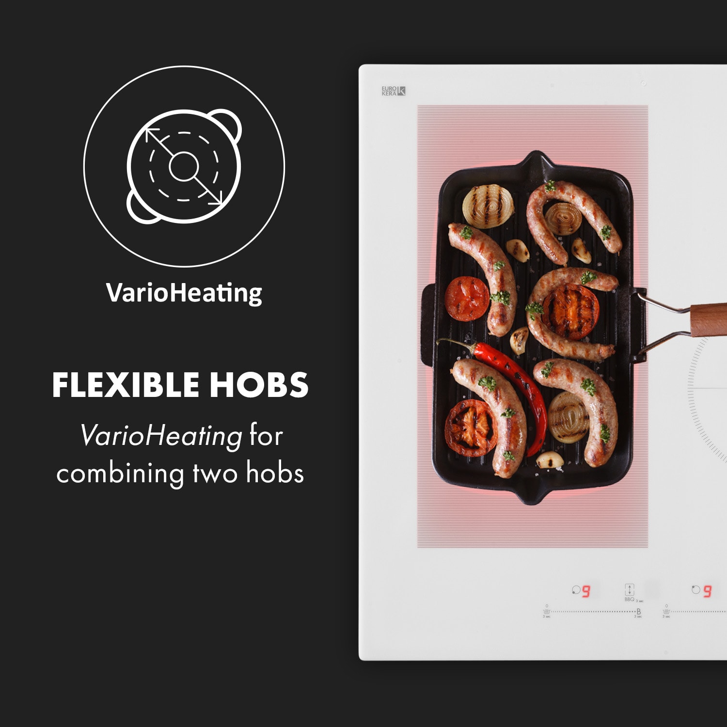 Klarstein Delicatessa 77 Hybrid, vstavaná indukčná varná doska, 7000 W, 4 zóny – Obrázok 2