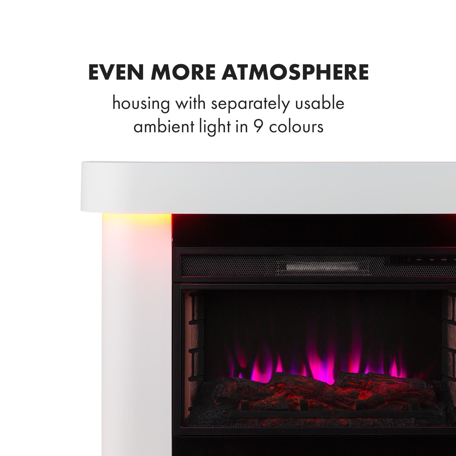 Klarstein Aargau Smart, elektrický krb, 1000/2000 W, LED plameň, 18-27 °C, týždenný časovač, biely – Obrázok 3
