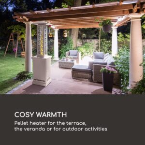 Blumfeldt Heat Hunter, terasový ohrievač na pelety, 12,2 kW, prenosný, ušľachtilá oceľ, biely