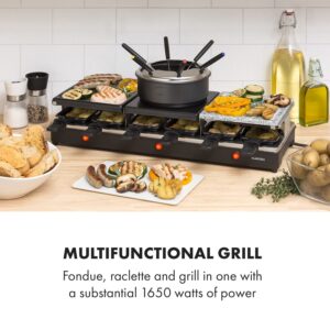 Klarstein Fonduelette XL, raclette gril s fondue 3 v 1, 1650 W, prírodný kameň, pre 6 osôb