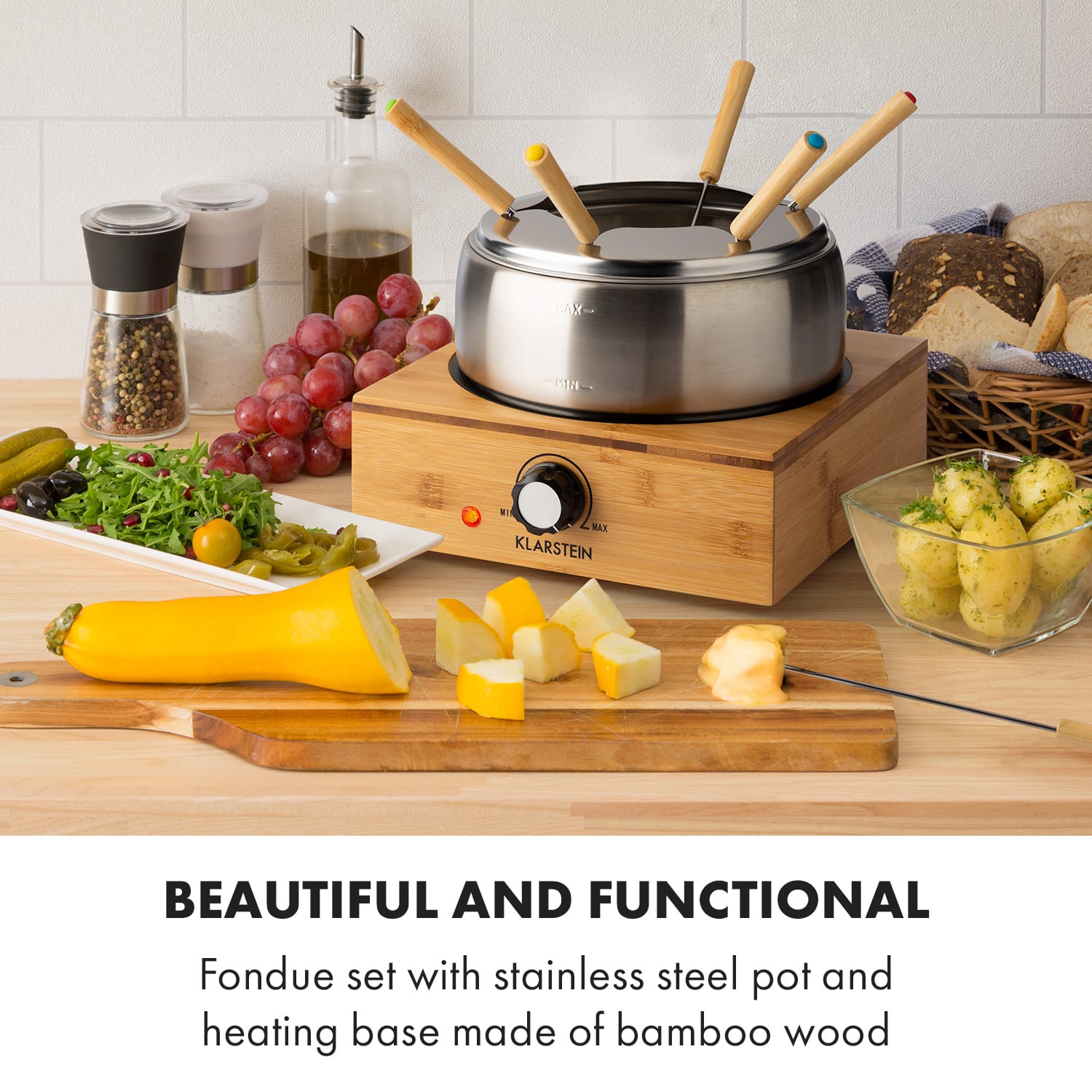 Klarstein Bambus, fondue, 800 W, hrniec z ušľachtilej ocele