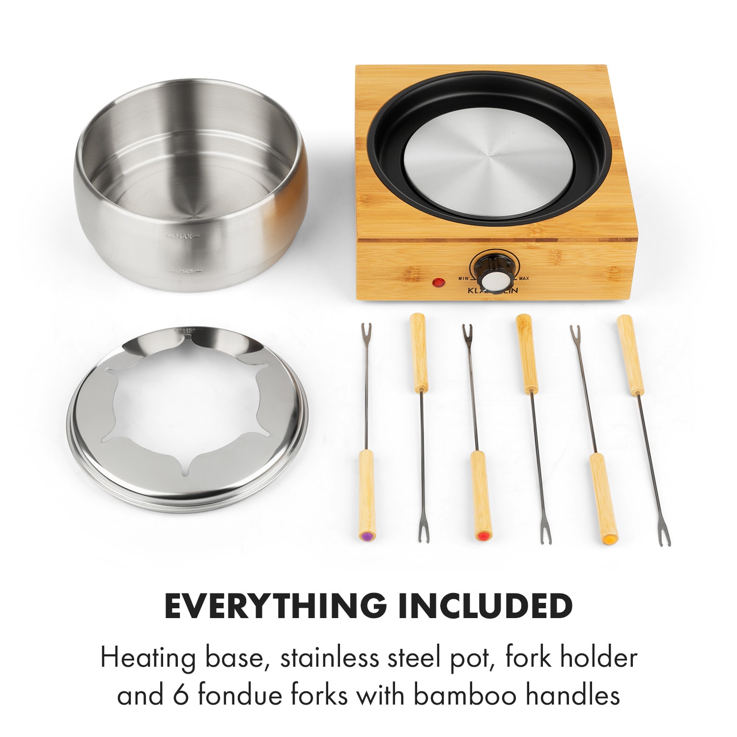 Klarstein Bambus, fondue, 800 W, hrniec z ušľachtilej ocele – Obrázok 3
