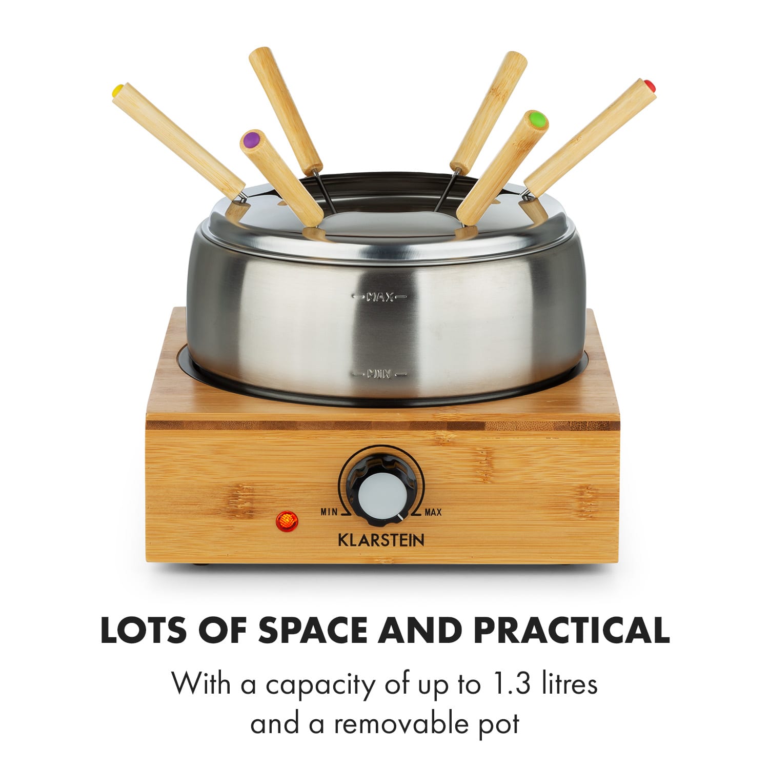 Klarstein Bambus, fondue, 800 W, hrniec z ušľachtilej ocele – Obrázok 5