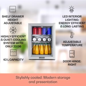 Klarstein Brooklyn 42, mini chladnička, sklenené dvere, LED osvetlenie, police