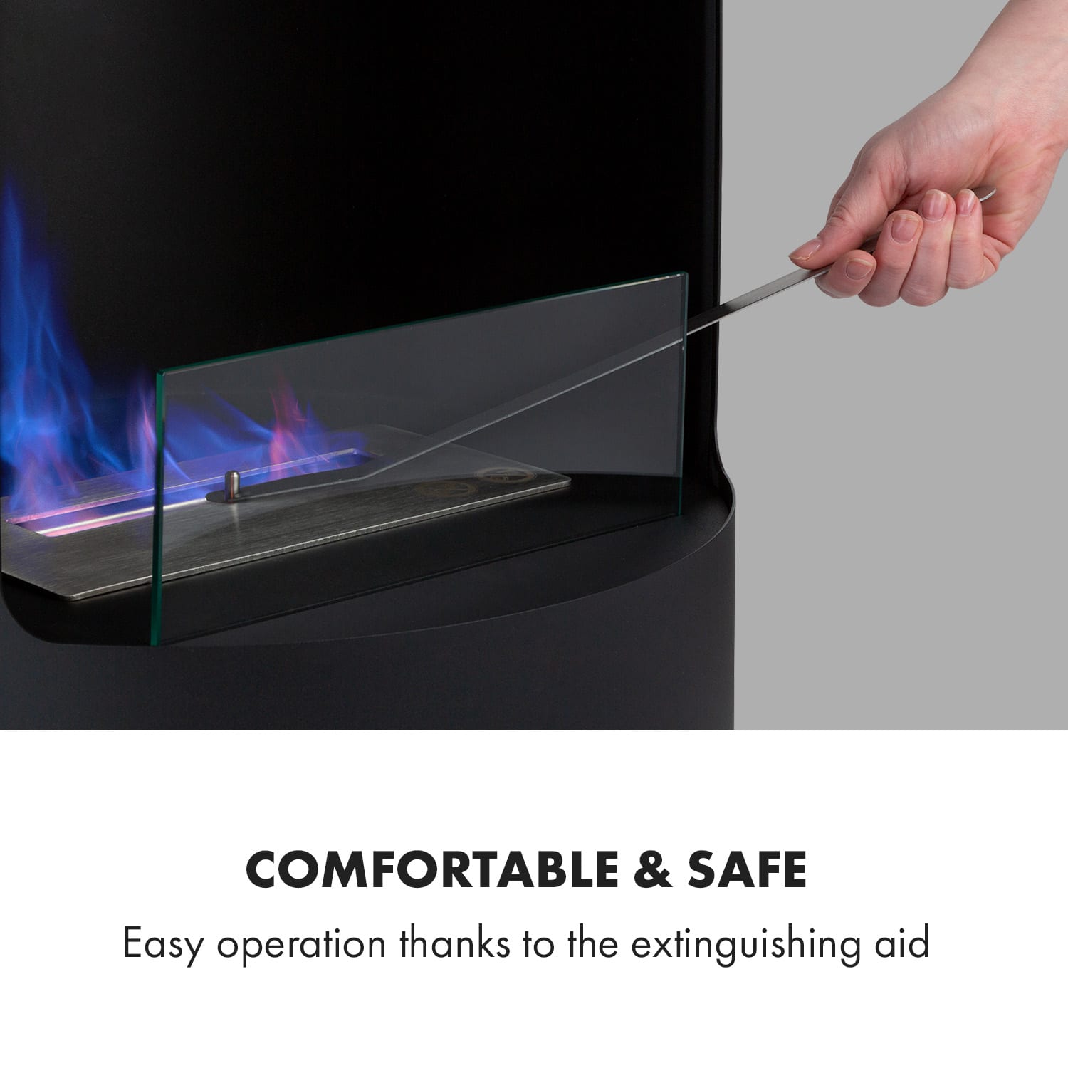 Klarstein Phantasma Niro, etanolový krb, bezpečnostný horák, hasiaca pomôcka, doba horenia 3,5 h – Obrázok 5