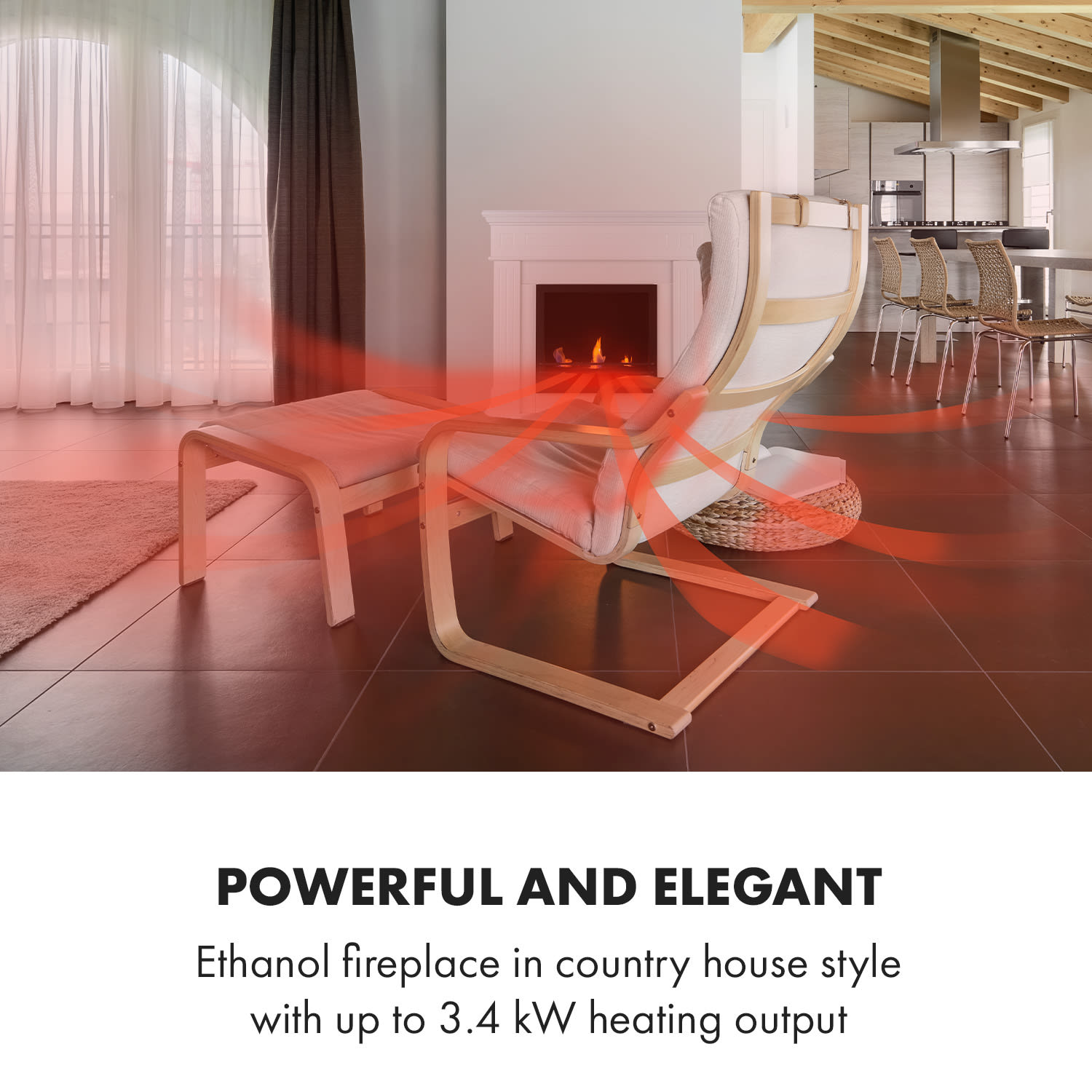 Klarstein Phantasma Manor, etanolový krb, 3,4 kW, vidiecky štýl, MDF, doba horenia 2,5 h