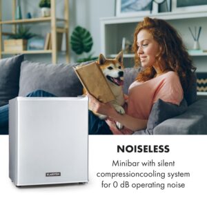 Klarstein Happy Hour 23, minibar, 23 l, 5-15°C, energet. trieda G, tichý, 23 dB, LED svetlo, strieborný