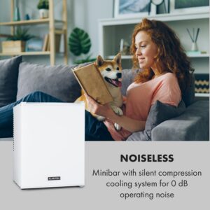 Klarstein Happy Hour 33, minibar, 33 l, 5-15°C, energet. trieda G, tichý, 25 dB, LED svetlo, biely