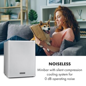 Klarstein Happy Hour 40, mini chladnička, 40 l, 5-15°C, tichá, 23dB, LED-svetlo, strieborný