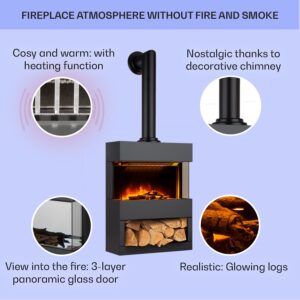 Klarstein Zermatt, elektrický krb, 900/1800 W, ilúzia plameňa, dymová rúra, cierna