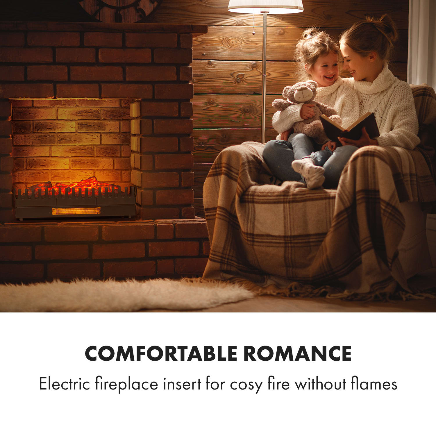 Klarstein Kamini FXL, elektrický krb, krbová vložka, 1000/2000 W, 2 W LED, čierny