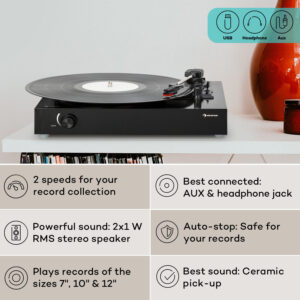 Auna The Player, gramofón, DIY, vrátane reproduktora, 33/45 otáčok za minútu