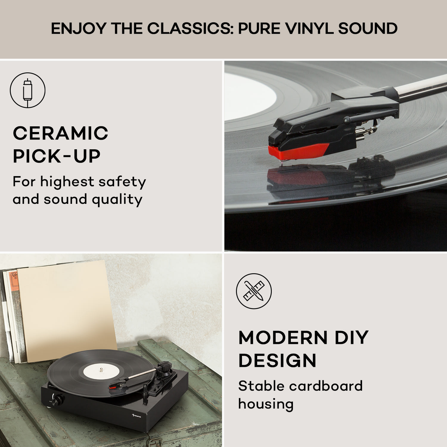 Auna The Player, gramofón, DIY, vrátane reproduktora, 33/45 otáčok za minútu – Obrázok 4