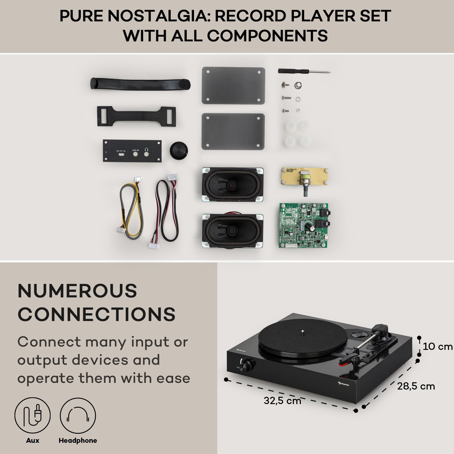 Auna The Player, gramofón, DIY, vrátane reproduktora, 33/45 otáčok za minútu – Obrázok 5