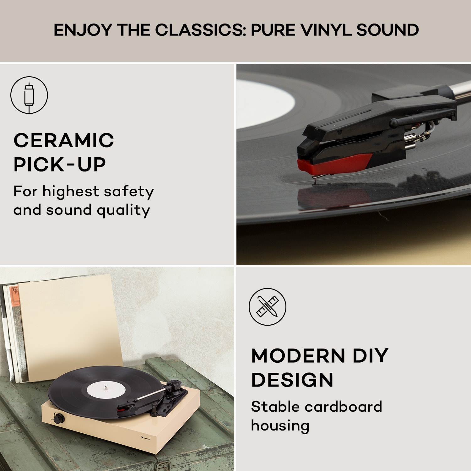 Auna The Player, gramofón, DIY, vrátane reproduktora, 33/45 otáčok za minútu – Obrázok 4