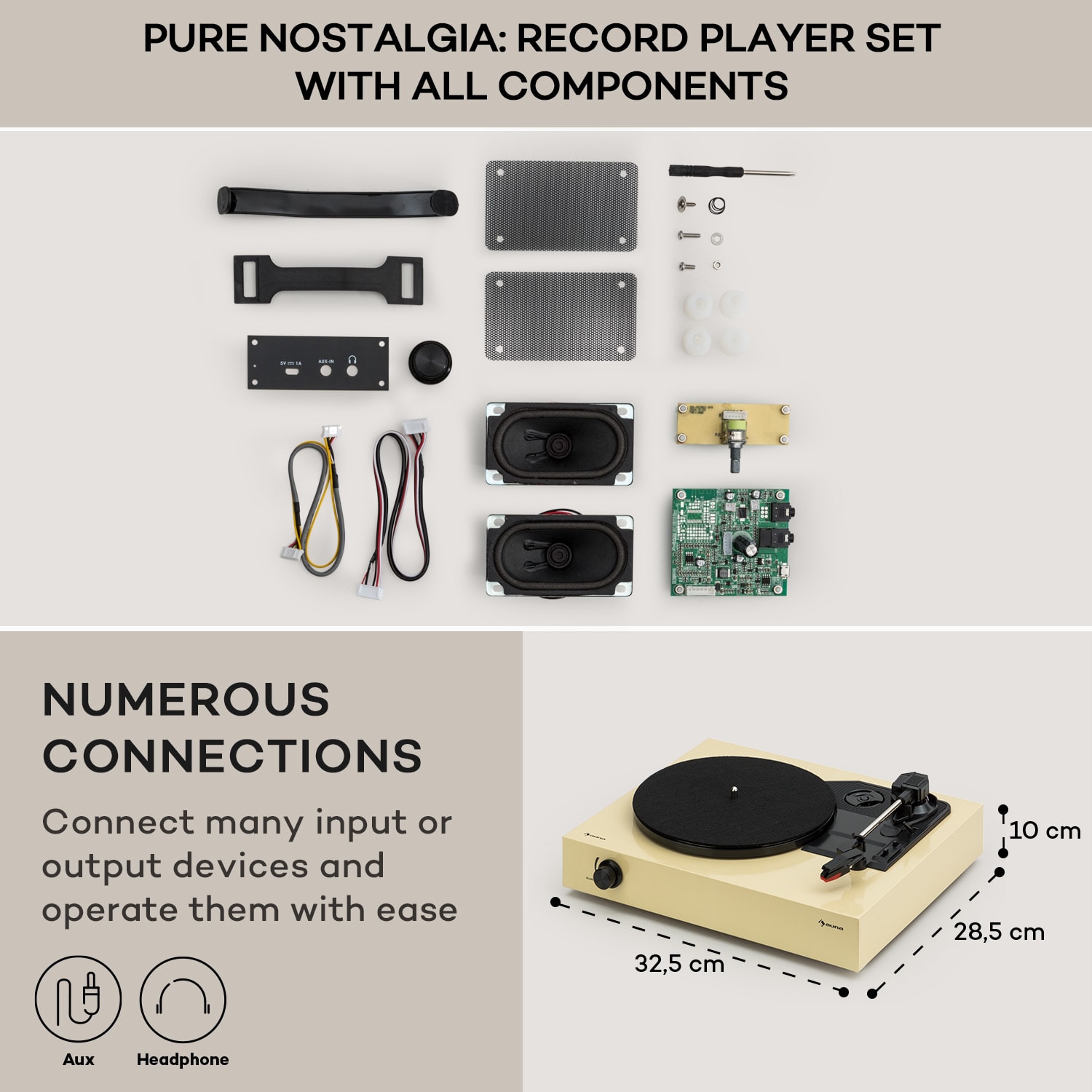 Auna The Player, gramofón, DIY, vrátane reproduktora, 33/45 otáčok za minútu – Obrázok 5