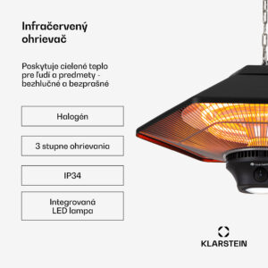 Blumfeldt Heat Hexa, infračervený ohrievač, 800/1200 W, halogén, IP34, LED, čierny