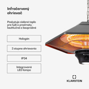 Blumfeldt Heat Hexa, infračervený ohrievač, 800/1200 W, halogén, IP34, LED, bronzový