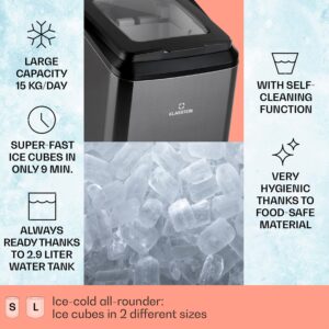 Klarstein Partytime, výrobník ľadu, číry ľad, 15kg/24h, ušľachtilá oceľ