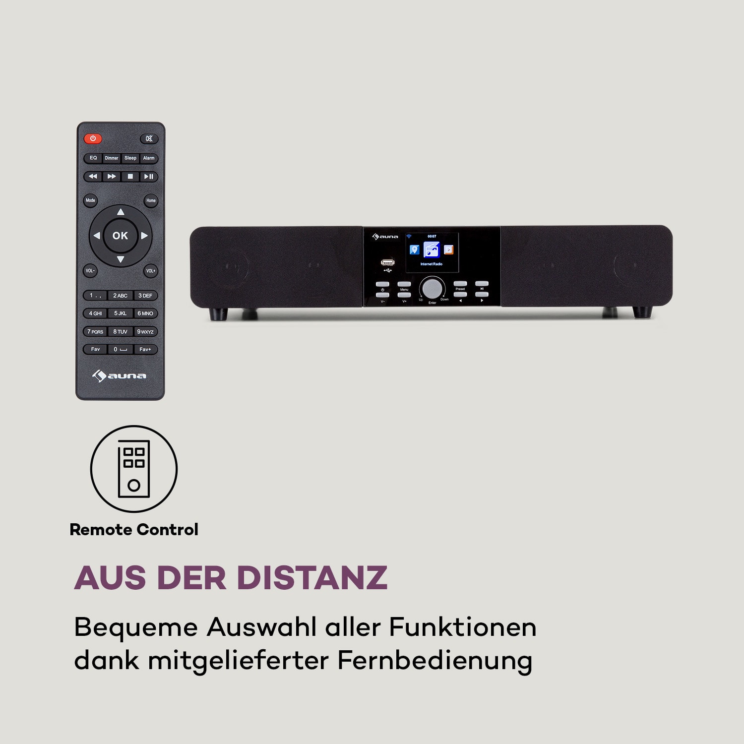 Auna Stealth Base Connect Soundbase, Bluetooth, internet/DAB+FM, USB, AUX – Obrázok 4