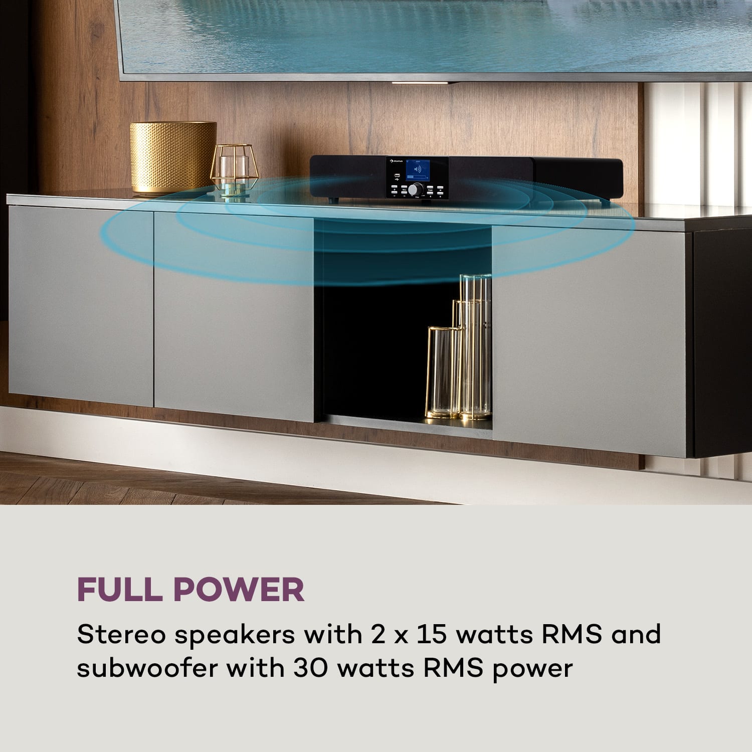 Auna Stealth Base Connect Soundbase, Bluetooth, internet/DAB+FM, USB, AUX – Obrázok 3