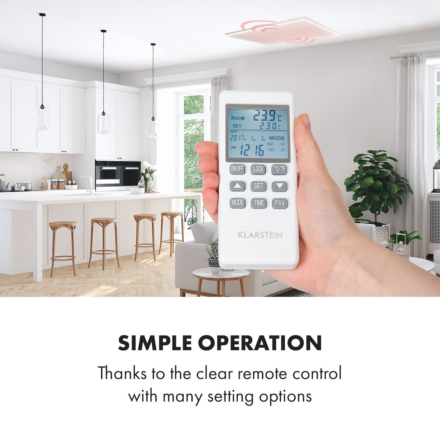 Klarstein Midnight Sun, infračervený stropný ohrievač, 110,5 x 70,5 cm, 600 W – Obrázok 4